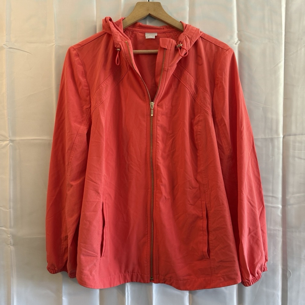 Zenergy by Chico's Womens 3 16/18 Coral Color Full Zip Athletic Jacket